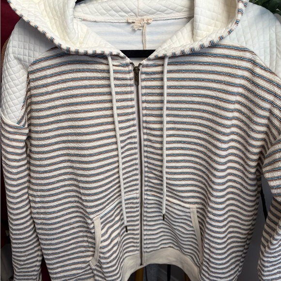 Hem & Thread Striped Utility Jacket in Cream and Brown - Picture 5 of 7